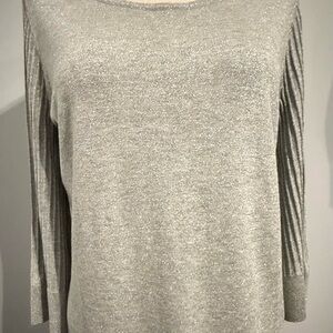 Talbots Gray Ribbed Sleeve Sweatshirt